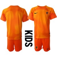 Camiseta Países Bajos Portero Visitante Equipación para niños Mundial 2022 manga corta (+ pantalones cortos)